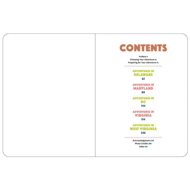 50 Hikes With Kids Virginia And Maryland Book (contents)