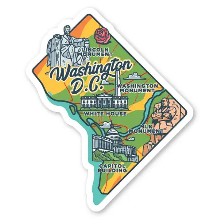 Washington DC Icons Map Acrylic Magnet