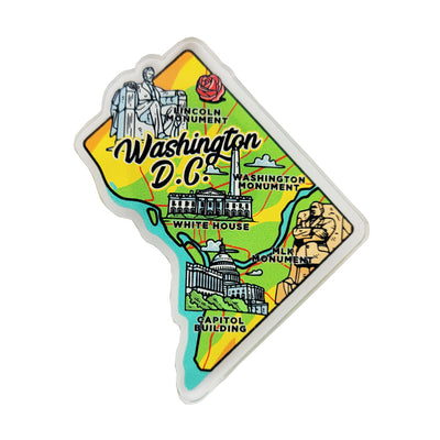Washington DC Icons Map Acrylic Magnet