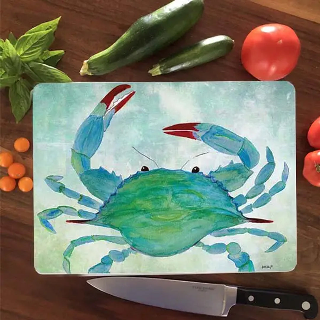 Watercolor Crab Glass Cutting Board