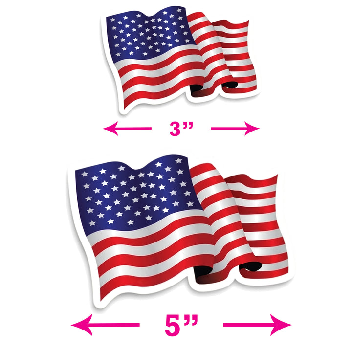 Waving American Flag Die Cut Vinyl Sticker 2 Sizes.