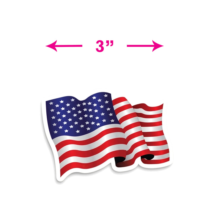 Waving American Flag Die Cut Vinyl Sticker - small 3".