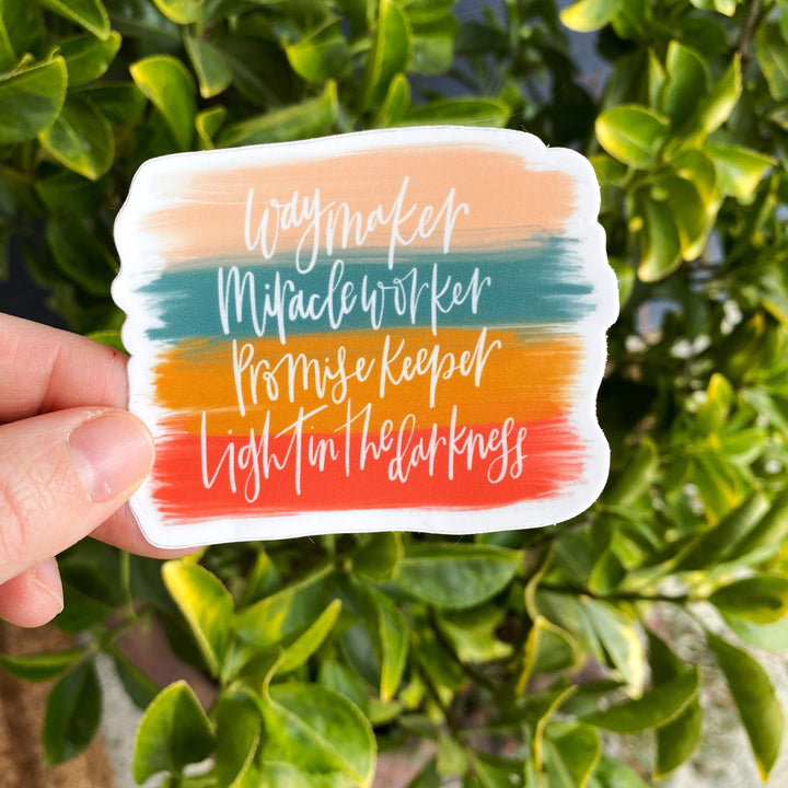Way Maker, Miracle Worker, Promise Keeper, Light In The Darkness Vinyl Sticker Scene