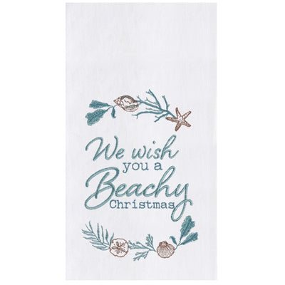 We Wish You A Beachy Christmas Holiday Kitchen Towel