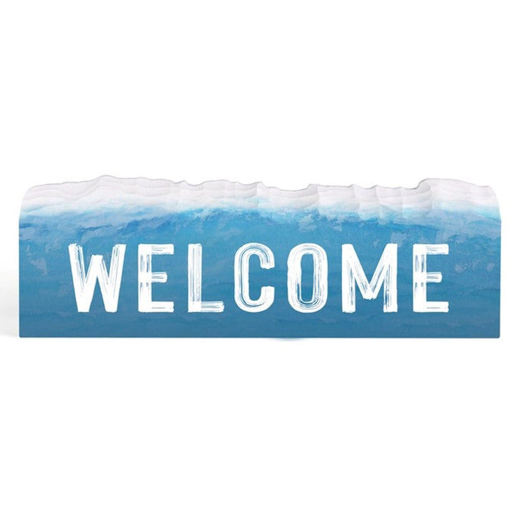 Welcome Waves Tabletop Wood Block Sign