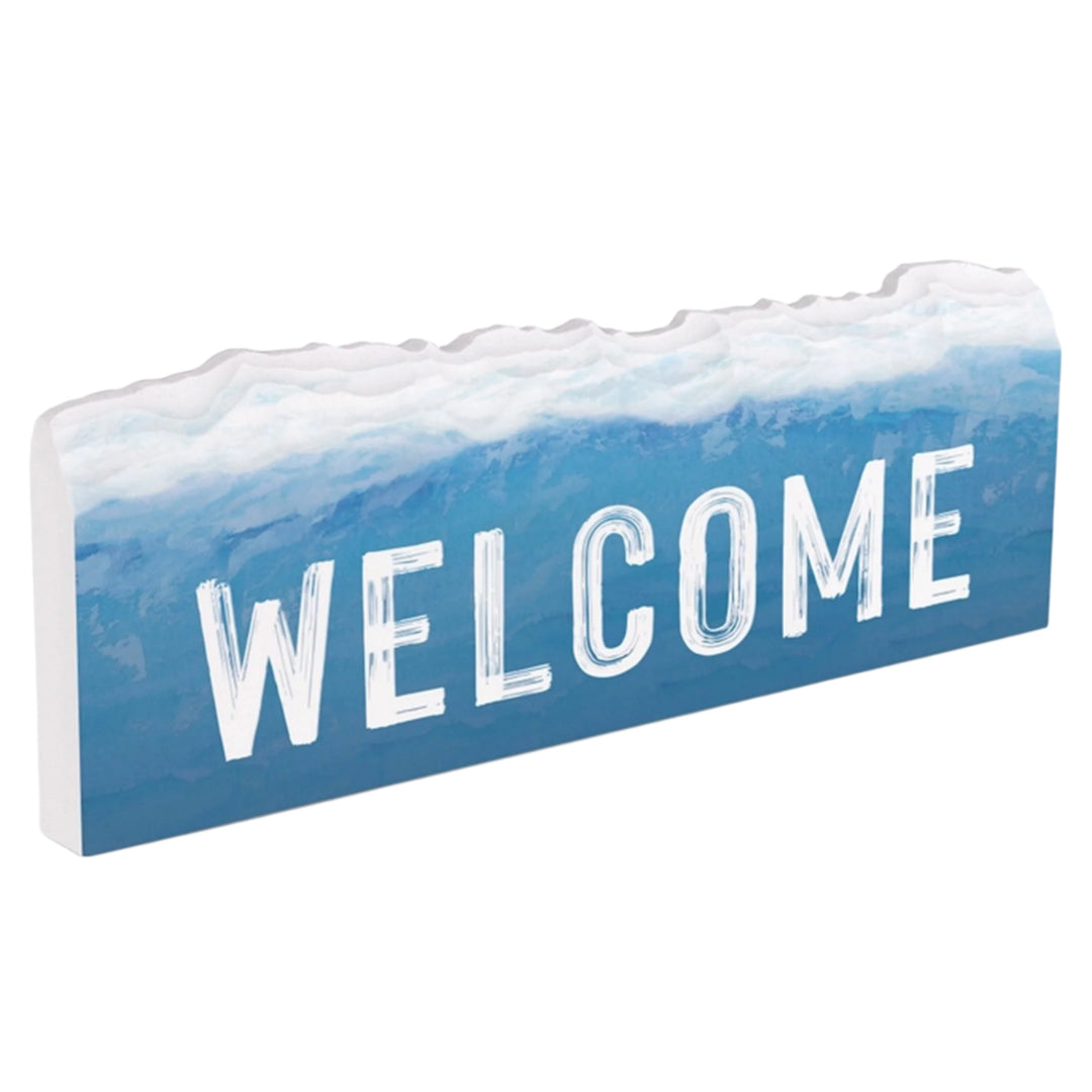 Welcome Waves Tabletop Wood Block Sign