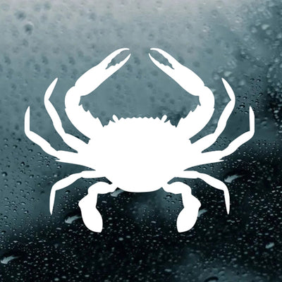 White Crab Die Cut Decal Vinyl Sticker (rain on window)