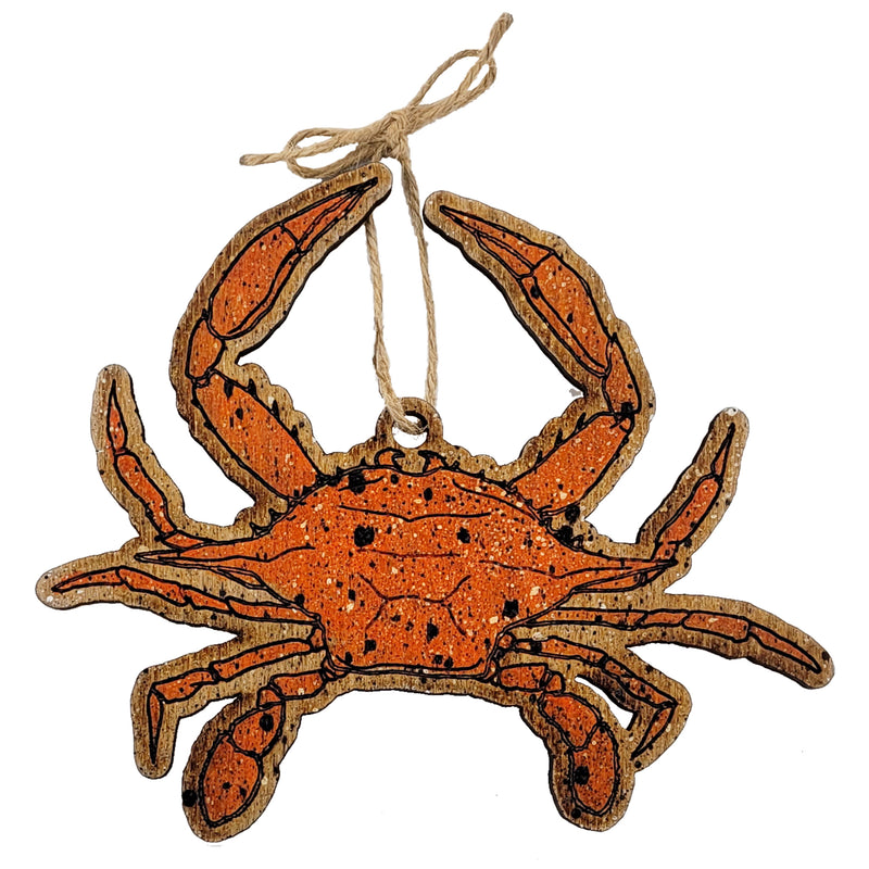 wooden crab ornament orange