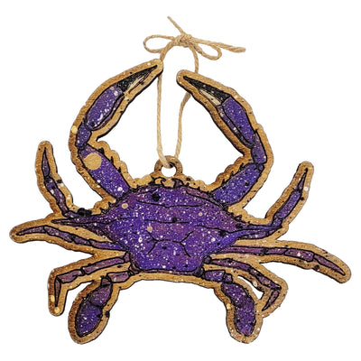 wooden crab ornament purple