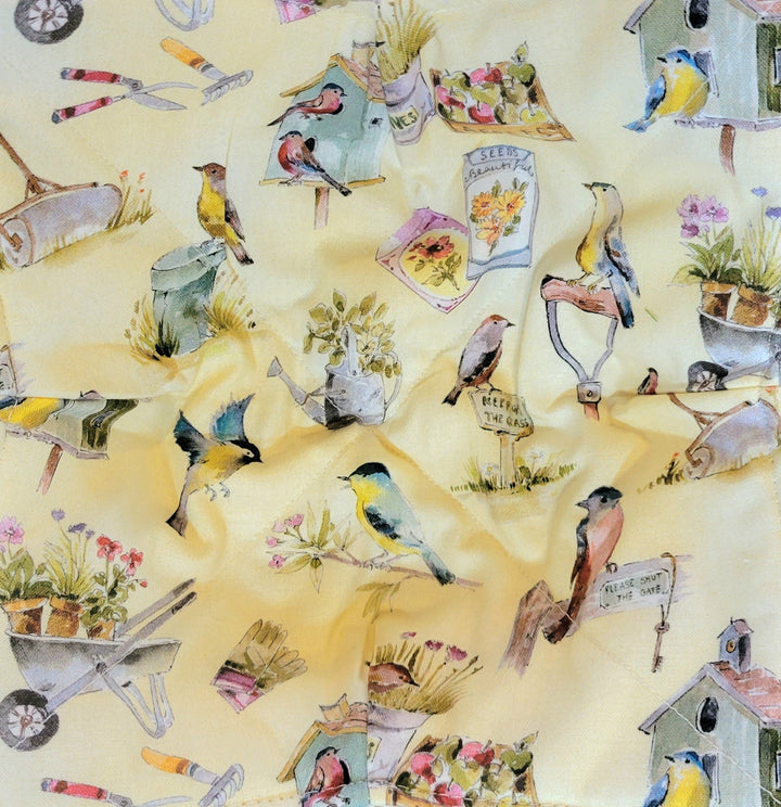 Gardening Birds Microwave Bowl Cozy Potholder Fabric Sample