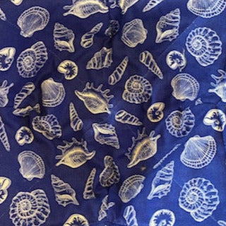 White Shells on Navy Fabric Swatch