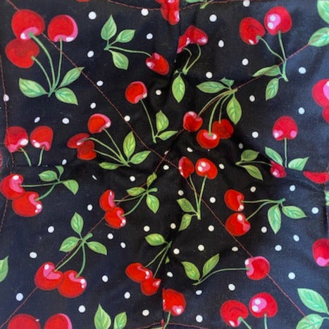 Cherries on Black Fabric Swatch