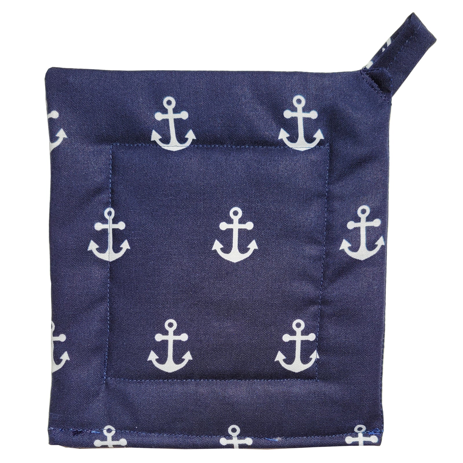 Anchors on Navy Blue Square Potholder