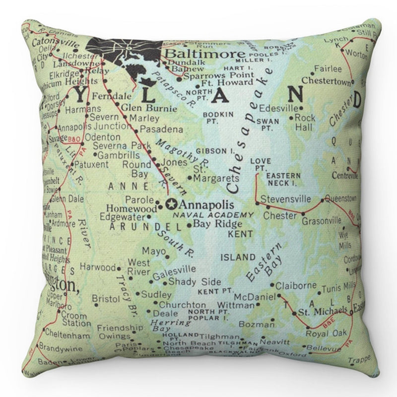 Annapolis / Chesapeake Bay Map Pillow