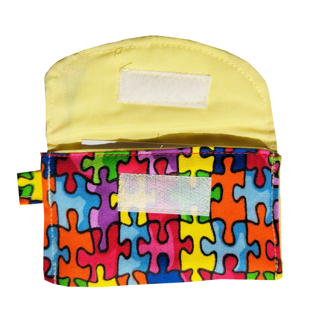Autism Puzzle Fabric ID Wallet Key Ring