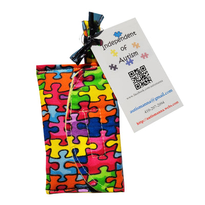 Autism Puzzle Fabric ID Wallet Key Ring