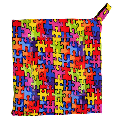 Autism Puzzle Fabric Square Potholder