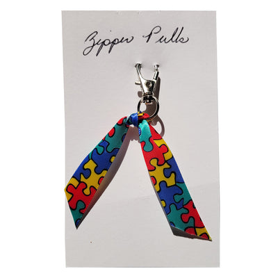 Autism Puzzle Ribbon Zipper Pull