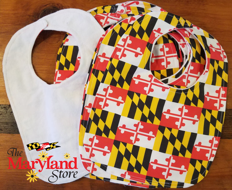 Maryland Flag Baby Bib Display Back