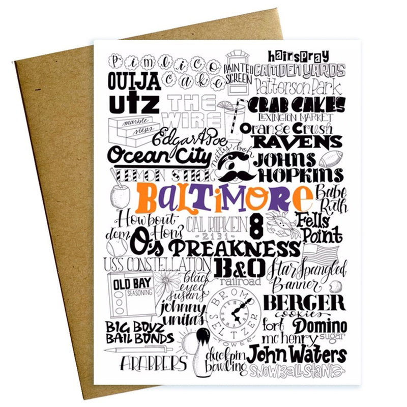 Baltimore Maryland Words Note Card