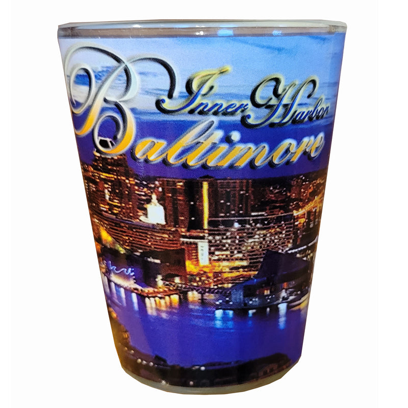 Baltimore Inner Harbor Night Photowrap Shot Glass