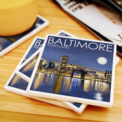 Baltimore Maryland Harbor Ceramic Coaster Scene