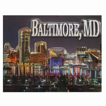 Baltimore MD Skyline Pop Out Magnet