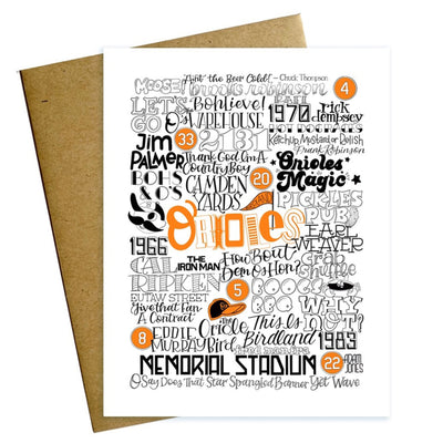 Baltimore Orioles Words Note Card