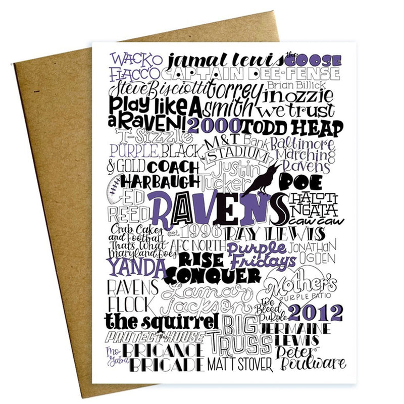 Baltimore Ravens Words Note Card