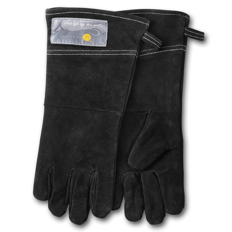 BBQ Grill Gloves Pair Black Leather