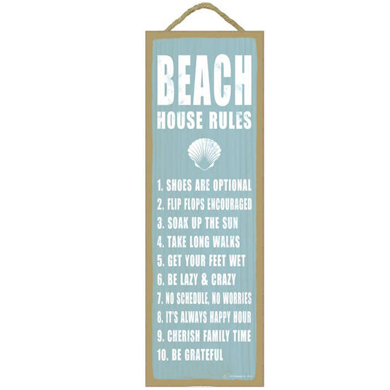 Beach House Rules Wood Sign
