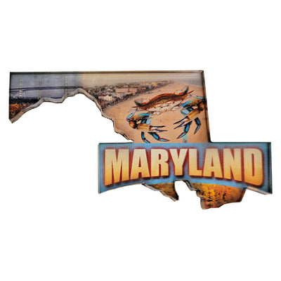 Beautiful Maryland State Shaped Banner Acrylic Magnet