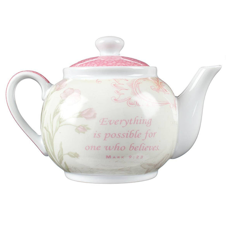 Believe Everything Is Possible Butterfly Tea Pot (back)