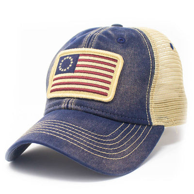Betsy Ross USA Flag Patch Trucker Hat