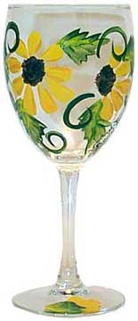 Black-Eyed Susan Hand Painted Wine Glass