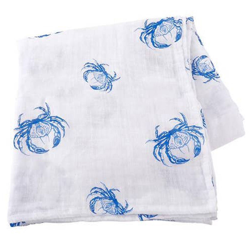 Blue Crab Baby Swaddle Muslin Receiving Blanket