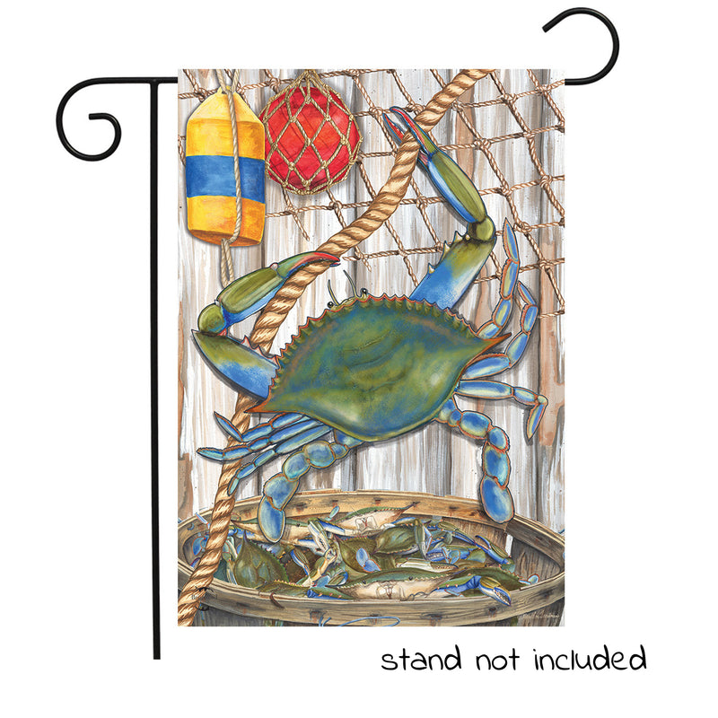 Blue Crab Bushel Garden Flag Display (stand not included)