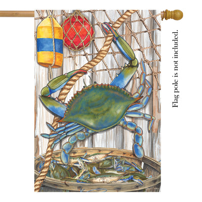 Blue Crab Bushel House Flag Display (pole not included)