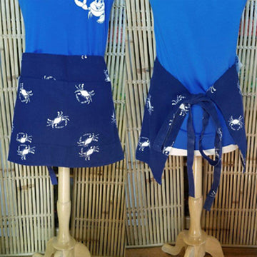 Blue Crab Half Apron - Navy Blue