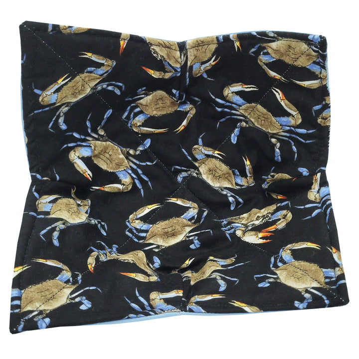 Blue Crab Microwave Bowl Potholder Black Background