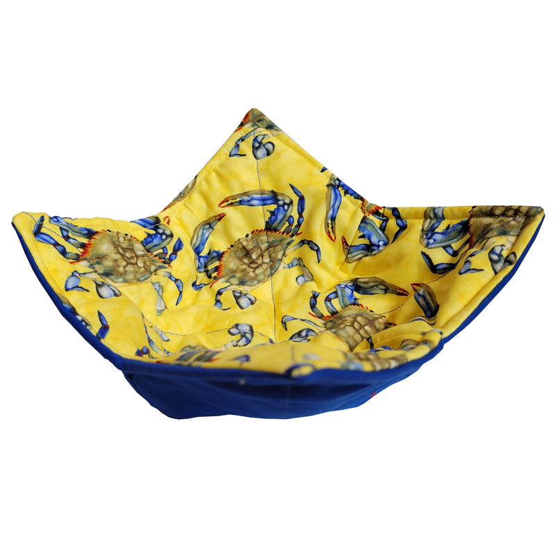 Blue Crab Yellow Background Microwave Bowl Potholder