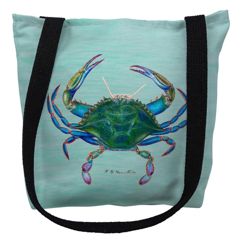 Blue Crab on Aqua Tote Bag