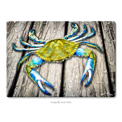 Blue Crab on Dock Glass Cutting Board