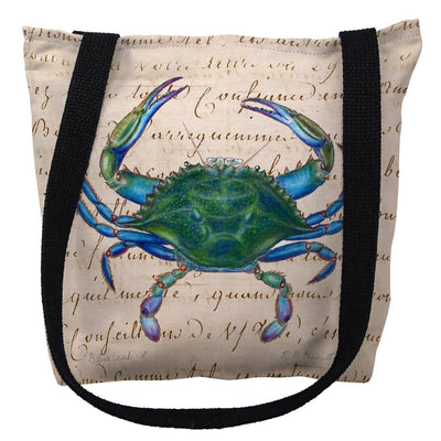 Blue Crab on Script Tote Bag