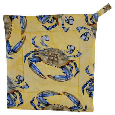 Natural Blue Crabs Square Yellow Potholder