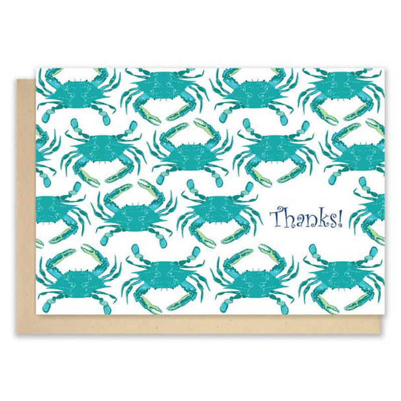 Blue Crabs Thanks Note Card with Envelope