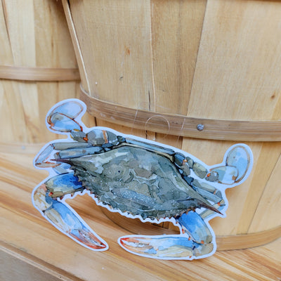 Blue Crab Watercolor Vinyl Sticker Scene