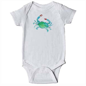 Watercolor Blue Crab White Baby Onesie