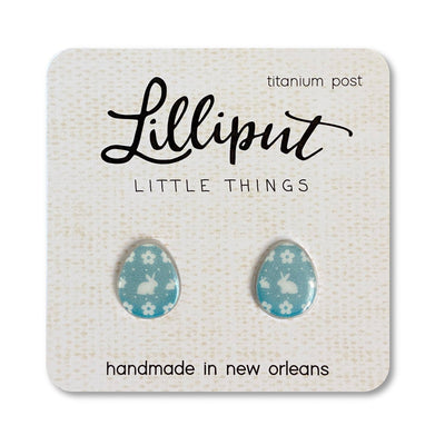 Blue Easter Egg Bunny Lilliput Earrings