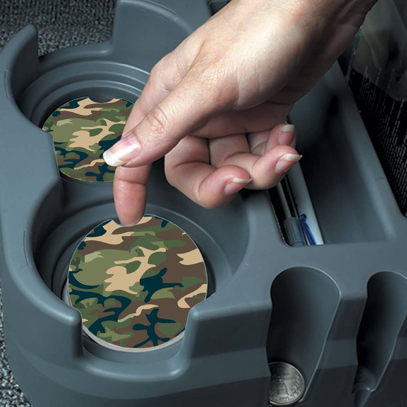 Camouflage Absorbent Stone Car Coaster Example